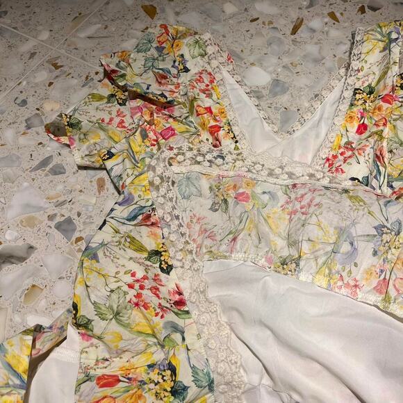 LAIT Knee Length Summer Dress Ruffles Knee Tier Layered Cottagecore Whimsycore L - Picture 9 of 9